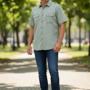 Faded Glory Original Short Sleeve Button Down Causal Gorp Core Everyday Shirt XL